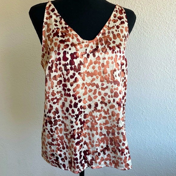 Satin Pajama Sexy Top XS Tank Top Giraffe Beige Brown Print NWT - Picture 3 of 11